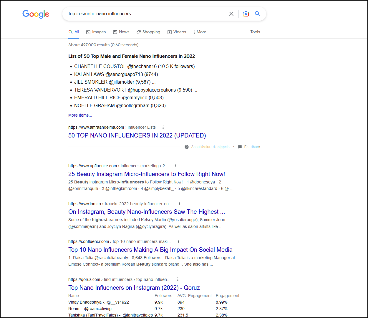 Screenshot from a Google Search Result for 