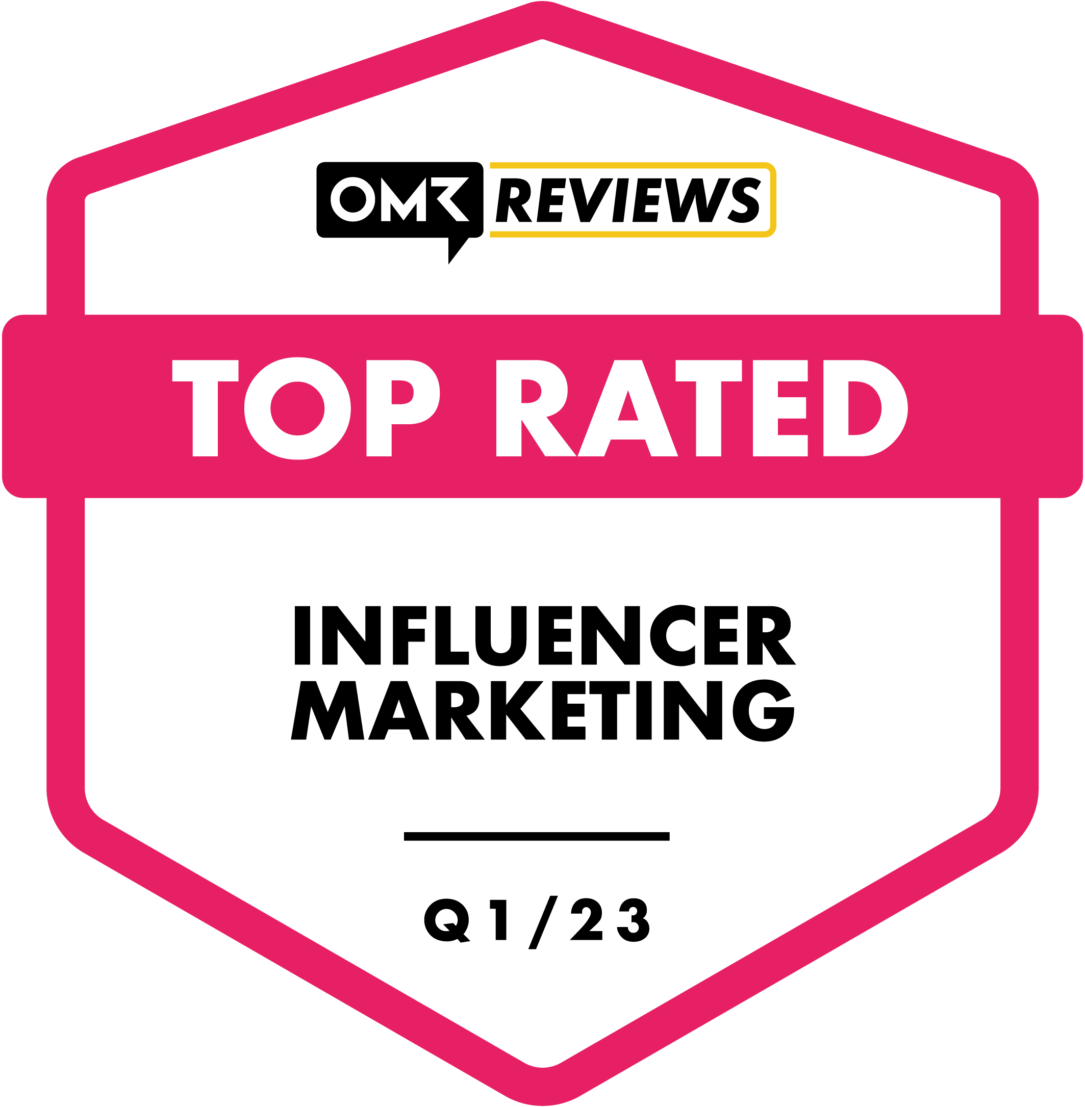 Top Rated Influencer Marketing Tool Badge by OMR Q1 2023