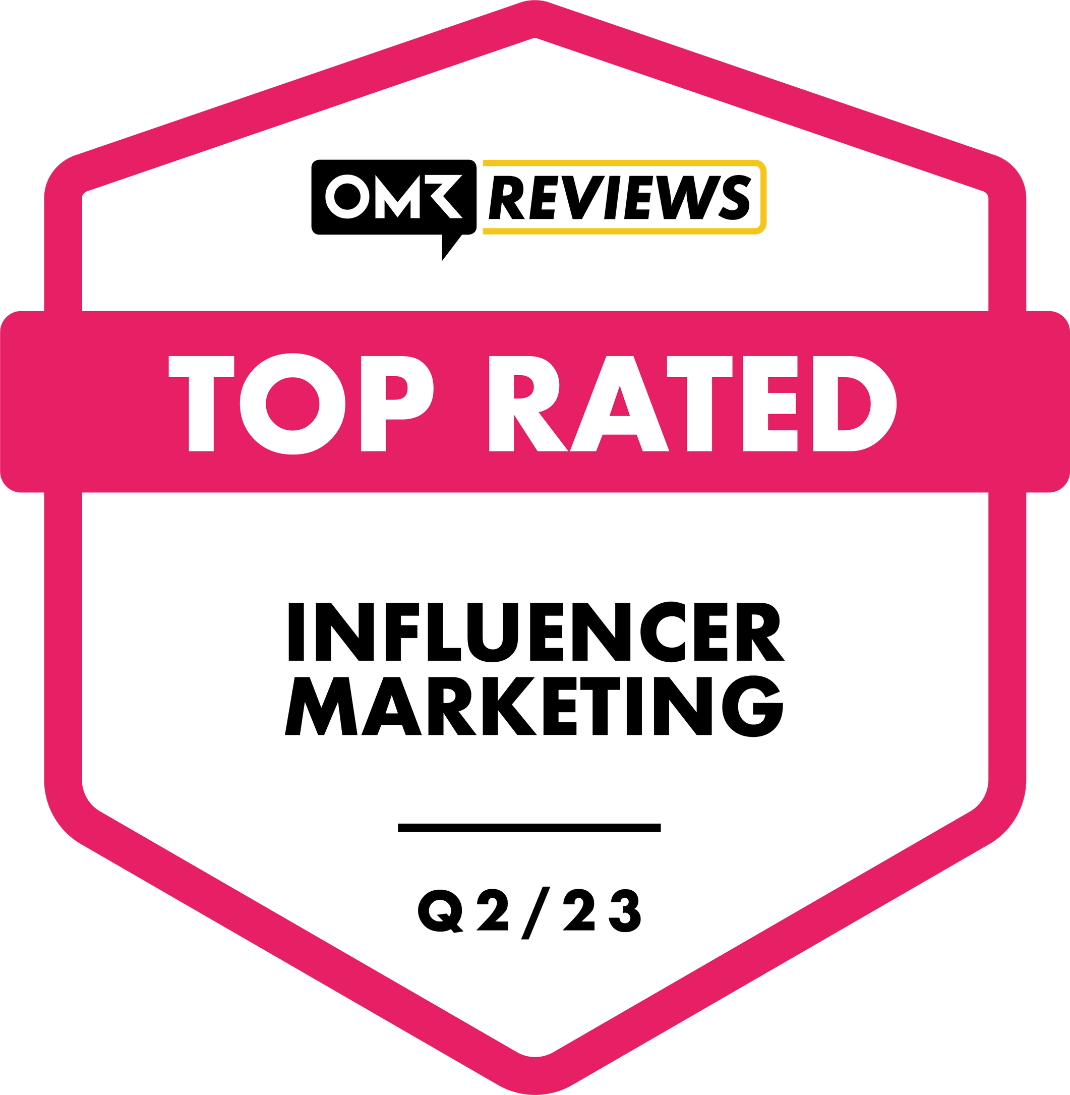 Top Rated Influencer Marketing Tool Badge by OMR Q2 2023